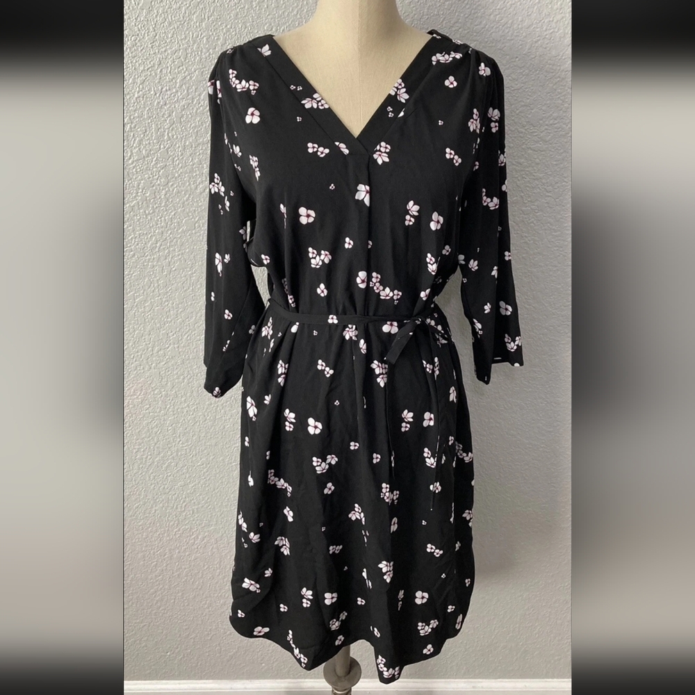 Attention Black Sheer Dress With Cherry Blossoms. Woman's sz. XS.
